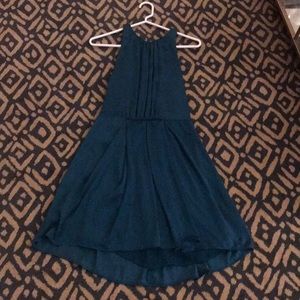 Teal green silk dress